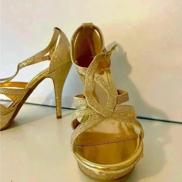 Fioni Night Gold Pumps Glam Festive Formal - Picture 8 of 9